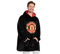 Manchester United F.C. Manta con Capucha de Gran Tamaño para Hombre, Regalos de Fútbol del Man U, Negro, Altoa única