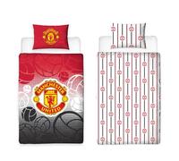 Manchester United FC Character World - Juego de Funda de edredón Oficial para Cama Individual, diseño de Escudo de fútbol de 2 Caras, Color Rojo, Producto Oficial, Incluye Funda de Almohada a Juego