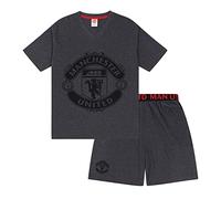 Manchester United FC - Pijama Corto para Hombre - Producto Oficial - Gris - Escudo - XL
