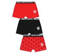 Manchester United - Juego de 3 calzoncillos de algodón para niño, diseño de club de fútbol, rojo, 10-11 Años
