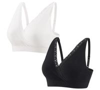 MANCI Sujetador de algodón Diario con Adornos de Encaje y Tirantes Ajustables - Sujetador de Maternidad para Lactancia, sueño y Comodidad Diaria