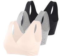 MANCI Sujetador de dormir de algodón, cómodo sujetador sin aros para embarazadas, para la lactancia, el embarazo y la lactancia, M