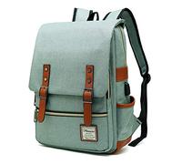 Mancio Vintage Laptop Backpack with USB Charging Port, Slim Tear Resistant Business Backpack for Travelling, College, Casual Daypacks for Men,Women, Fits up to 15.6Inch Notebook, Green