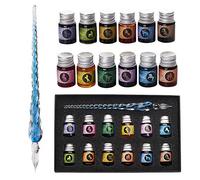 mancola Juego de tinta de cristal hecho a mano con 12 tintas coloridas para arte, firmas, caligrafía, dibujo, decoración, regalo MA-13