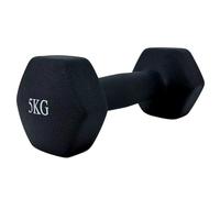 Mancuerna pesa de 5kg en acero cubierta de vinilo suave y antideslizante Ejercicio en Casa, gimnasia, musculación (5kg Negro)