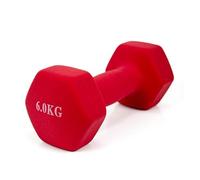 Mancuerna pesa de 6kg acero cubierta en vinilo suave y antideslizante Ejercicio en Casa, gimnasia, musculación. Color Rojo