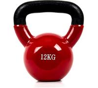 Mancuerna Pesa Rusa Kettlebell con revestimiento de vinilo con Mango Ancho Antideslizante para Ejercicios y Entrenamiento en Casa y Gimnasio, Fitness. (12kg Rojo)