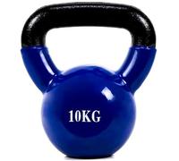 Mancuerna Pesa Rusa Kettlebell con revestimiento de vinilo con Mango Ancho Antideslizante para Ejercicios y Entrenamiento en Casa y Gimnasio, Fitness. (10kg Azul)