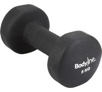 Mancuernas Bodyline de 1 kg a 5 kg, fabricadas en hierro fundido recubierto de neopreno, resistentes a los golpes y antideslizantes, ideales para el gimnasio y el entrenamiento en casa.