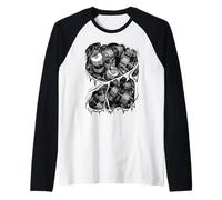 Mancuernas de Fitness Dentro del Gimnasio de Atleta, Disfraz de Halloween Camiseta Manga Raglan