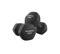 SONGMICS Juego de 2 Mancuernas, 2 x 10 kg, Mancuernas Hexagonales con Superficie de Vinilo, para Fitness, Ejercicio, Entrenamiento, para Gimnasia en Casa, Negro Tinta SYL110B01