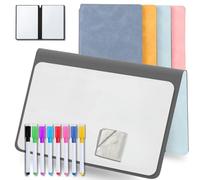 MandA® PIZARRA BLANCA pequeña | CUADERNO Pizarra PLEGABLE, BORRABLE y PORTÁTIL | Pizarra MAGNÉTICA | 2 x A5 + 11 Rotuladores + Gamuza - Cuaderno de pizarra | Accesorios OFICINA | ESTUDIAR | Azul