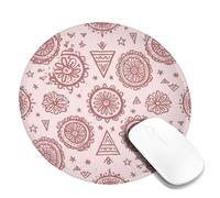 Mandala - Alfombrilla de mouse pequeña, diseño de triángulo artístico bohemio sin melocotón, redondo, de goma, suave, estética, accesorios para escritorio, computadora, laptop, redonda, 8 x 8 pulgadas