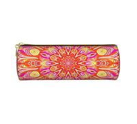 Mandala Art Pattern Estuche para lápices Estuche para bolígrafos Cilindro Caja de transporte pequeña para adultos con cremallera suave Simple Durable Liviano para organizador de oficina Bolsa de almac