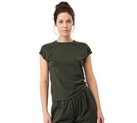 MANDALA Camiseta de yoga para mujer Slim Fit verde oscuro | L