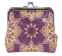 Mandala - cartera personalizado para mujer con hebilla de piel para cambio de monedas, color morado dorado, Mandala dorado Purple, UNITALLA, Classic, Mandala dorado Purple, UNITALLA, Classic