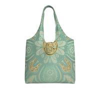 Mandala celta en verde salvia suave y dorado,Bolsas de mano reutilizables, bolsas de supermercado, bolso de hombro de lona de gran capacidad