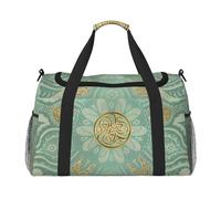 Mandala Celta en Verde Salvia Suave y Dorado,Bolsas Deportivas, Bolsos de Viaje Deportivos Cruzados de Mano, Bolsas de Viaje de Gran Capacidad para Mujeres y Hombres.