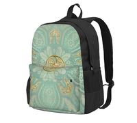 Mandala celta en verde salvia suave y dorado,Mochila con bolsillos, mochila informal para el día a día, resistente al agua, ideal para la escuela, viajes