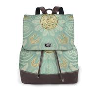 Mandala celta en verde salvia suave y dorado,Mochila para mujer, impermeable, ligera, de piel sintética, moderna, para viajes.