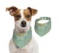 Mandala Celta en Verde Salvia Suave y Dorado,Pañuelos de algodón para Perros, Bufandas Ajustables para Mascotas,M