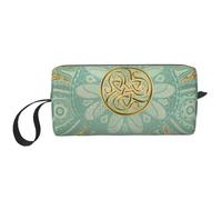 Mandala Celta Suave, Verde Salvia y Dorado, Bolsa de Maquillaje Bolsa de cosméticos Bolsa de artículos de tocador de Viaje portátil Bolsa de Maquillaje