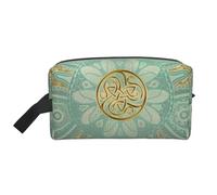 Mandala Celta Suave, Verde Salvia y Dorado, Bolsa de Maquillaje Bolsa de cosméticos Bolsa de artículos de tocador de Viaje portátil Organizador de Bolsa de Maquillaje