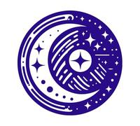 mandala circular celestial con estrellas de luna creciente y patrones geométricos sobre un Calcomanías de tallado fino 54.6x54.6cm Fácil instalación Azul oscuro