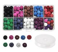 Mandala Crafts - Kit de cuentas de lava, diseño de roca volcánica suelta para hacer difusores de aceite esencial, joyas, collares, pulseras y rosario malas