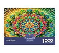 Mandala de Flores (1000 Piezas) para Adultos: Juego Educativo de Mandalas Verdes y Amarillas, desafío y Actividad de ingenio, 70 x 50 cm (1000 Piezas)