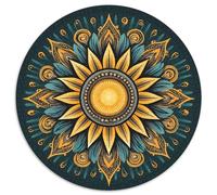 Mandala de Girasol-Diseño de patrón Ornamental 1000 Piezas Puzzle Juegos Creativos Rompecabezas Redondo Presión Reducida Juguetes Familiar Puzzle Difícil 1000pcs (67.5x67.5cm)