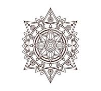 Mandala de la cultura báltica perfecto y detallado que combina patrones geométricos complejos con elementos tradicionales. Calcomanías de tallado fino 38x50.7cm Pintura mural artística Café