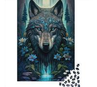 Mandala de Lobo en la Jungla, Rompecabezas Cuadrado de 1000 Piezas para Adultos. Juego Educativo de Papel. Medidas: 38 x 26 cm / 1000 Piezas.