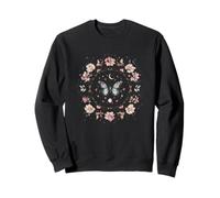 Mandala de mariposa y luna rodeada de capricho floral Sudadera