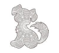 mandala de perro Calcomanías de pared de papel adhesivo 67.2x77.3cm Cultura del tatuaje Café