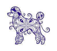 Mandala de perro estilo boho Pegatinas de tallado fino 67.2x75cm Cultura del tatuaje Azul oscuro