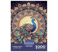 Mandala del Pavo Puzzles Imposible,desafío para Adultos Mandala del Pavo Entretenimiento Creativo 1000 Piezas Obra De Arte De Juego De para Adultos Y Niños A Partir De 12 Años 70x50cm/1000pcs