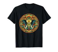 Mandala Elefante Cabeza Tribal Indio Boho Patrón Camiseta
