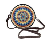 Mandala Ethnic - Bolso cruzado redondo para mujer, estilo bohemio, circular, de piel vegana, con correa ajustable