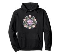 Mandala Floral Acuarela Boho Flor Simetría Sudadera con Capucha
