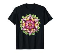 Mandala Floral Bohemio simétrico botánico Zen Motivo Camiseta