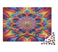 Mandala Flower 1000Pc Recycled Paper Puzzle Colorful Mandala Art for Adults 14-99 Years Home Decor & Gift 38x26cm/1000pcs