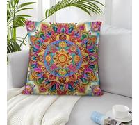 Mandala Flower Funda De Almohada 3D Funda Almohada Cómodo Decoración del Hogar Cama Silla Oficina 2 Piezas Regalo 50x50cm