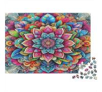 Mandala Flower Jigsaw Puzzle for Adults Colorful Floral Mandala Fun Present Activity for Home Wall Decor 52x38cm 1000pcs