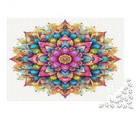 Mandala Flower Puzzle for Adults Educational Vibrant Pink Mandala 1000 Pieces Suitable for Decompression 52x38cm 1000pcs