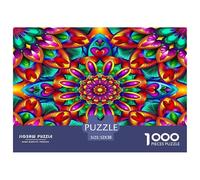 Mandala Flower - Rompecabezas de 1000 Piezas para Adultos - Mandala psicodélico con diseño geométrico Vibrante, difícil e Imposible, para decoración de Pared, 52 x 38 cm (1000 Piezas)
