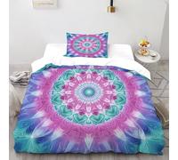 Mandala Fractal Funda De Edredón 2 Piezas con Impresión En 3D Aesthetic ArtPattern con Cremallera Y Funda De Almohada Single（135x200cm） Microfibra Ropa De Cama