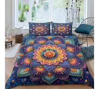 Mandala Funda Nórdica 3D Impresión Funda De Edredón Familiar Y Niños con Cremallera Microfibra Y Funda De Almohada Juego De Cama 3 Piezas Double(200x200cm)