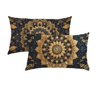 Mandala Fundas Cojines 40x60 Terciopelo Juego de 2, Lujosas Funda Cojin Oro Súper Suaves y Cómodas, Funda de Almohada con Cremallera Oculta, Fácil Cuidado, Adecuado para Sofá, Cama, Silla S-397