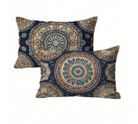 Mandala Fundas Cojines 70x90 Lino Juego de 2, Funda Cojin Bohemia, Cómodo y Transpirables Funda Almohada para Sala de Estar y Dormitorio Cojines Decorativos, Disponible para Todas Estaciones K2-142